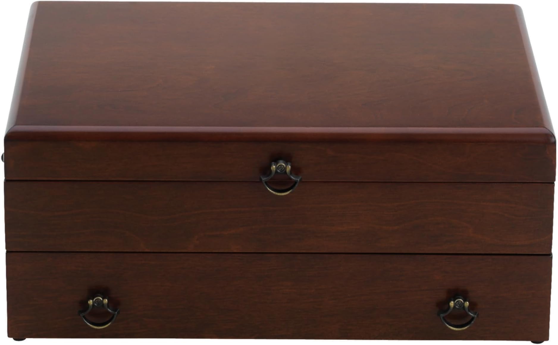 Reed & Barton Silverware Storage Box, Bristol Cherry Finish Flatware Chest, MDF Wood, Silverware Organizer with Lid, Tarnish-Resistant, Stores 210 Pieces, Kitchen Decor, Flatware Storage Box (Brown)