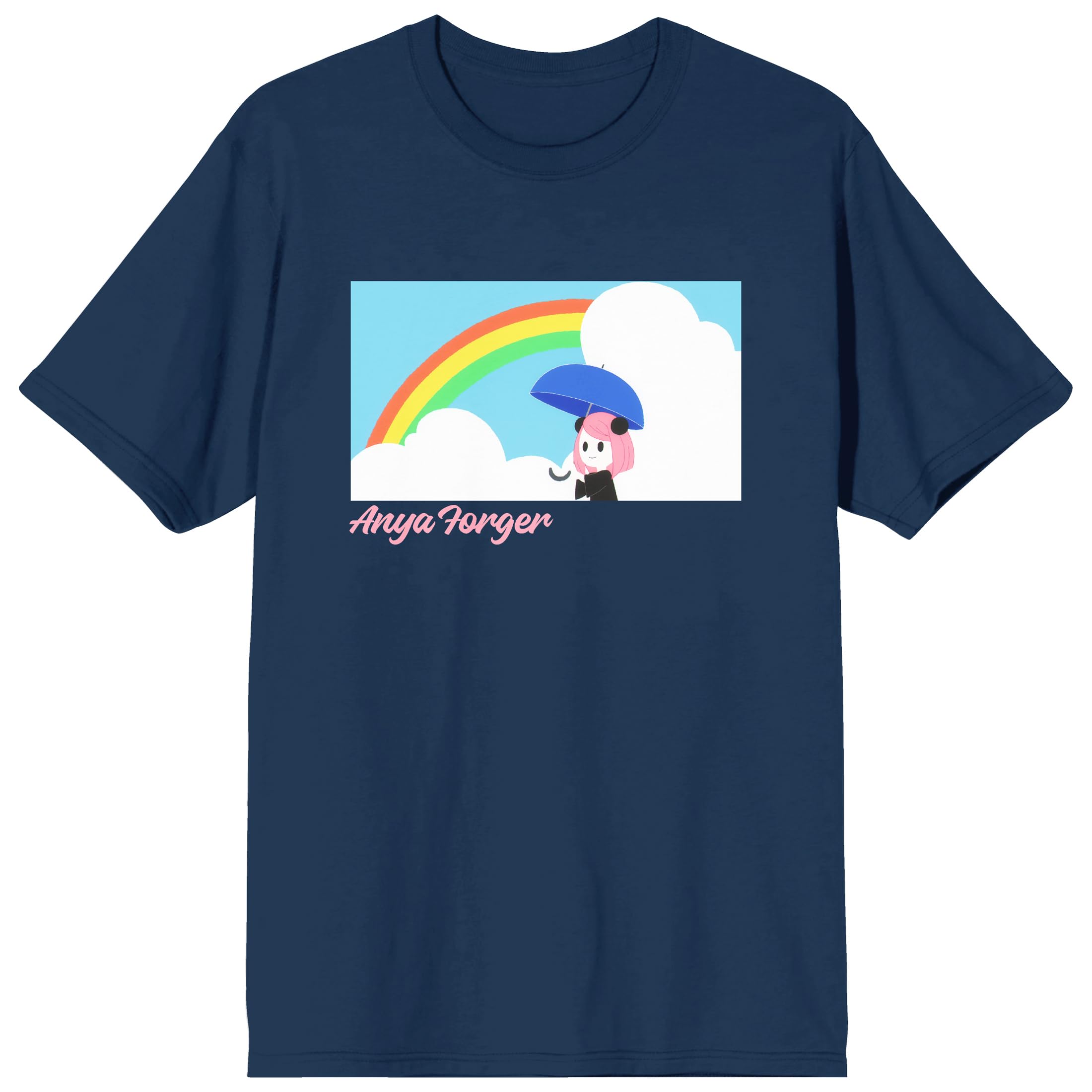 Spy X Family Anya Rainbow Crew Neck Short Sleeve Navy Men's T-Shirt-XL
