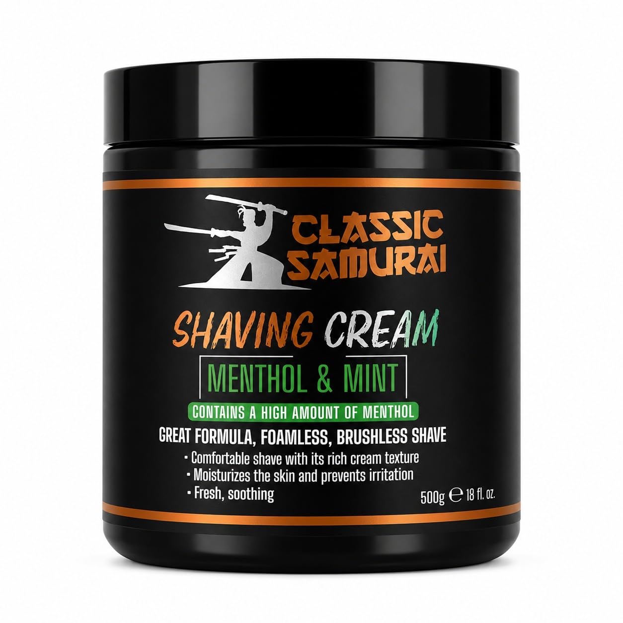 Menthol & Mint Shaving Cream 500ml (16.9 fl oz), Brushless & Foamless Shave Cream for Men, Cooling Moisturizing Formula, Barber Professional Wet Shaving Cream (500ml)