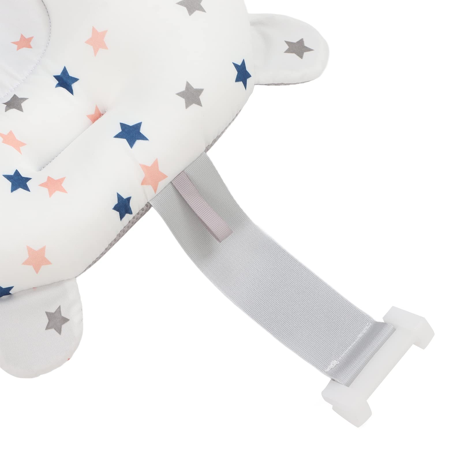 Sostenitore del Bagnetto per Neonati, Cuscino per Sedile Regolabile per Vasca da Bagno Pieghevole Morbido per Bagno per Bambini (Stelle bianche)