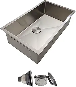 30 Inch Undermount Kitchen Sink - Delironexu 18 Gauge Stainless Steel Single Bowl Kitchen Sinks 30