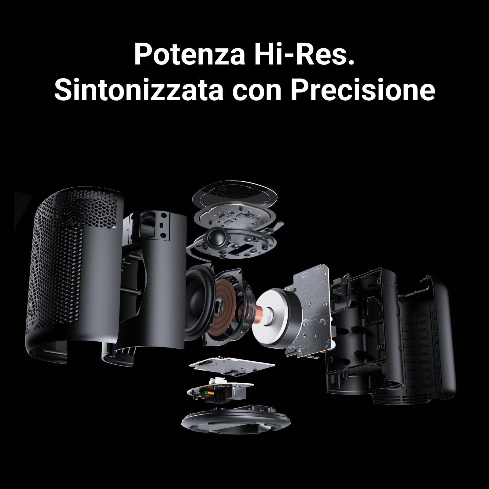 WiiM Sound Lite Smart Speaker, Audio Hi-Res 24-bit/192 kHz, Correzione Ambientale AI RoomFit™, 100W di Picco, Wi-Fi 6E/Bluetooth 5.3, Multi-Room e Stereo Pairing, Bianco