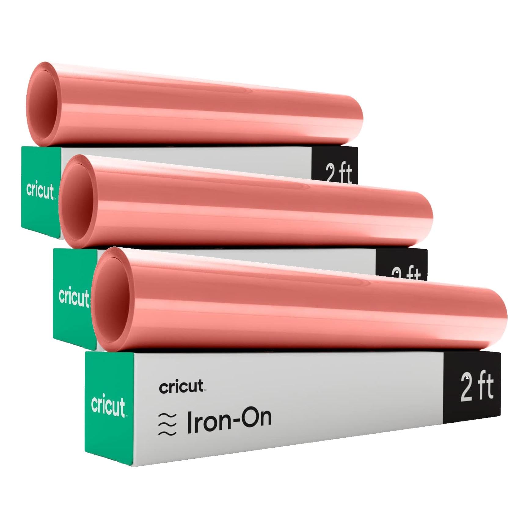 Cricut Everyday Iron On - Coral, 3-Pack of 2ft Rolls (12"x24"), 6ft Total - HTV Heat Transfer Vinyl for Shirts, Apparel, Hats &amp; More - Compatible with Maker &amp; Explore Machines