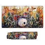 マウスパッド 大型 1000 x 500 x 3mm ゲーミングマウスパッド 防水 デスクマット 滑り止めゴム底 おしゃれ キーボードパッド 快適操作性 ゴム底 洗える 耐洗い表面 耐久性 超高密度繊維 仕事 ゲーム オフィス ホーム用 男性用デスクトップアクセサリー （楽器ドラム) o-510