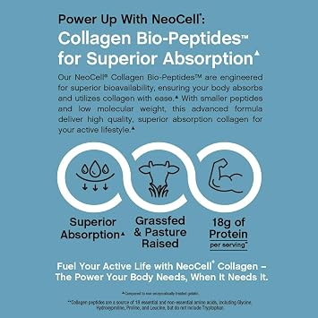 NeoCell Collagen Bio-Peptides Powder | 10oz | Super Hair, Skin, and Nails | Superior Absorption | Grassfed Protein Supplement | Advanced with 18 Essential Amino Acids
