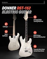 Vista 2 de Donner DST-152 HSS Kit para principiantes de guitarra eléctrica de 39 pulgadas, con bobina de pastilla dividida, con amplificador, bolsa, Blanco