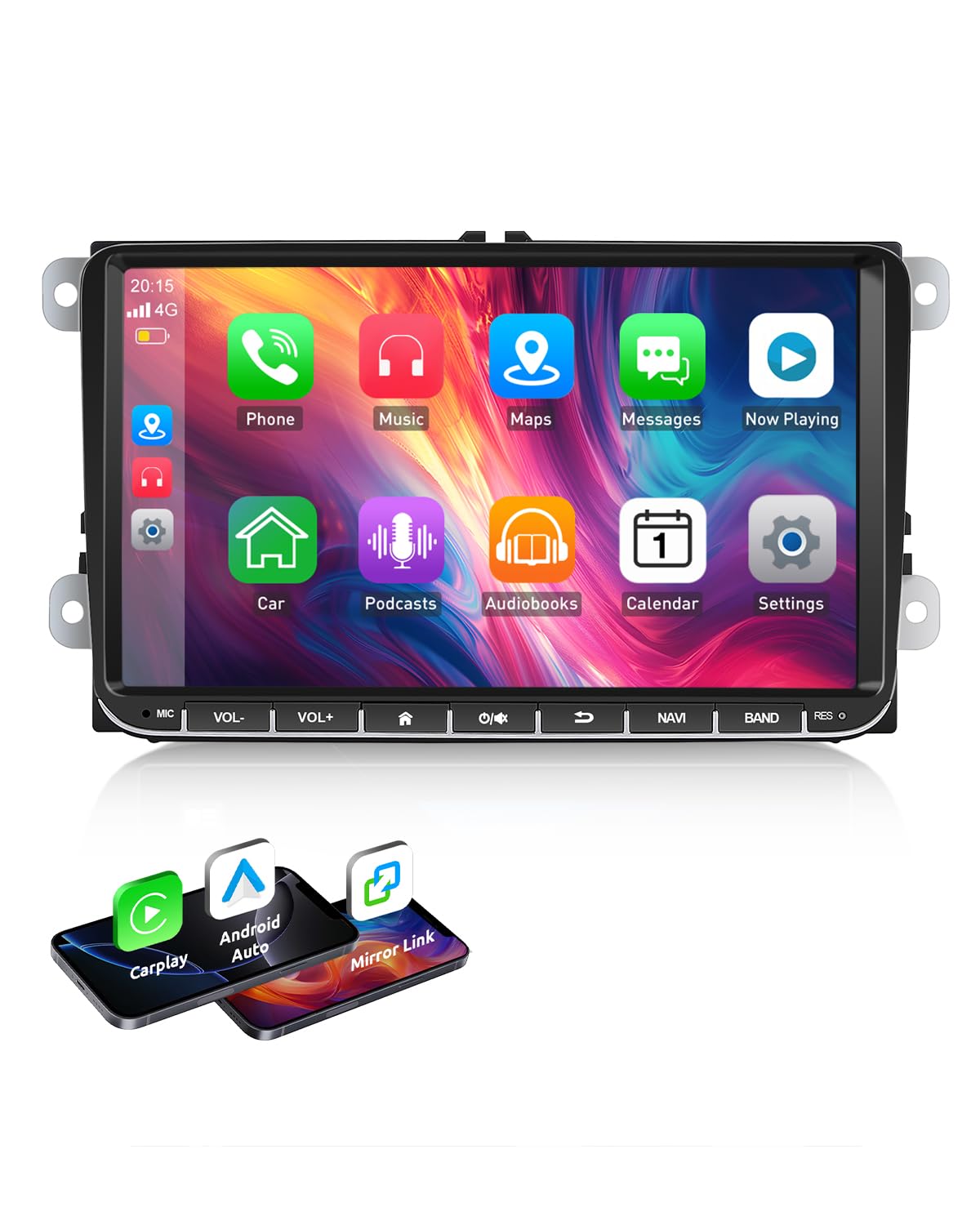 ESSGOO 4+64G Android 15 Autoradio Wireless CarPlay Android Auto für VW 5 6