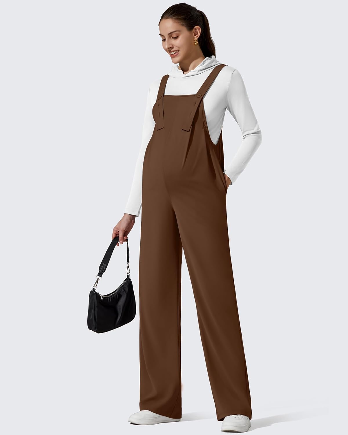 G4Free ShiftReady Maternity Overalls Adjustable Strap Overalls Pregnancy Jumpsuits Wide Leg Pants with Pockets
