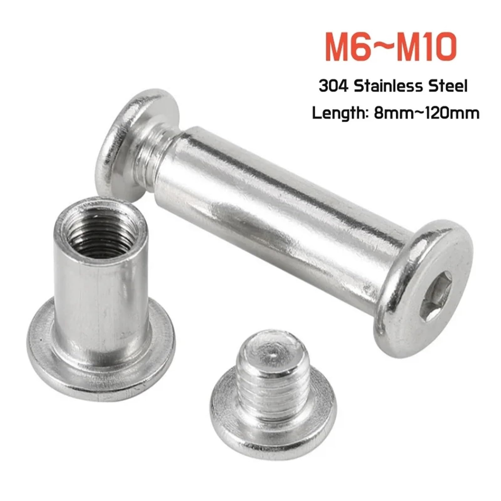 M3 M4 M5 M6 M8 M10 304 Acciaio Inossidabile Presa Esagonale Testa Piatta Mobili Rivetto Armadio Da Cucina Culla Connettori Ve Bullone A Brugola  13 - Foto 10