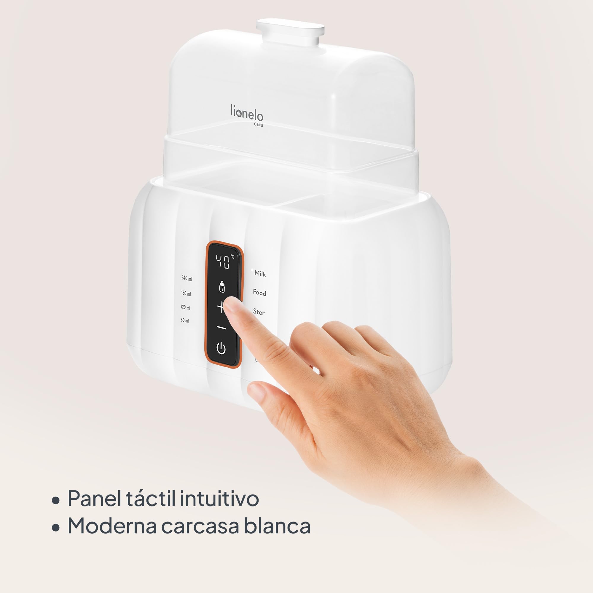 Lionelo Thermup Duo Calienta Biberones Doble y Esterilizador, Blanco