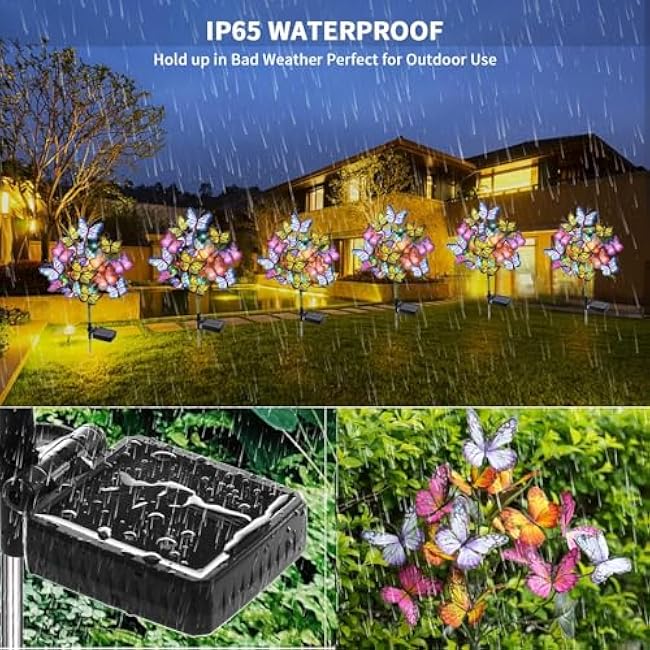 Solar Garden Lights Outdoor Waterproof Decorative Solar Lights Outdoor 8 Pack with 176 LED 136 Butterfly Flower Garden Decor Yard Decorations Patio Lawn, Gifts for Mother's Day Mom Women