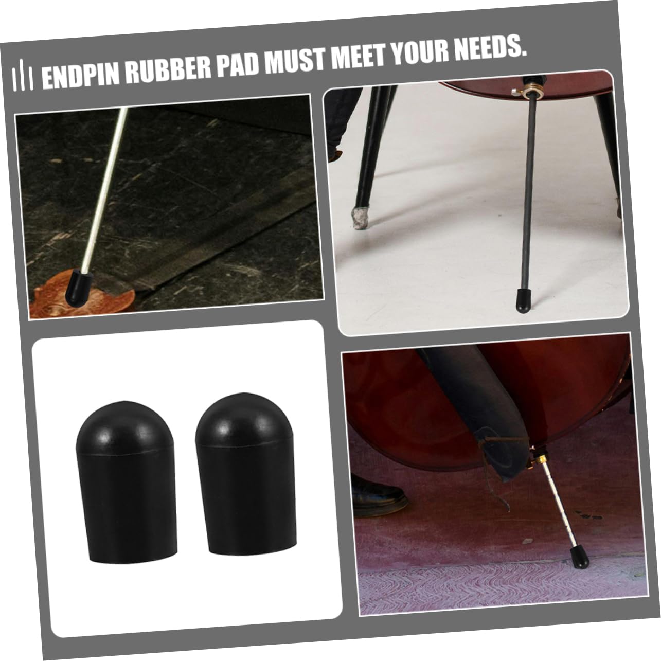 Levemolo 4pcs Double Bass Endpin Pad Non-slip Cap for Upright Bass Sturdy Rubber Material Endpin Protector