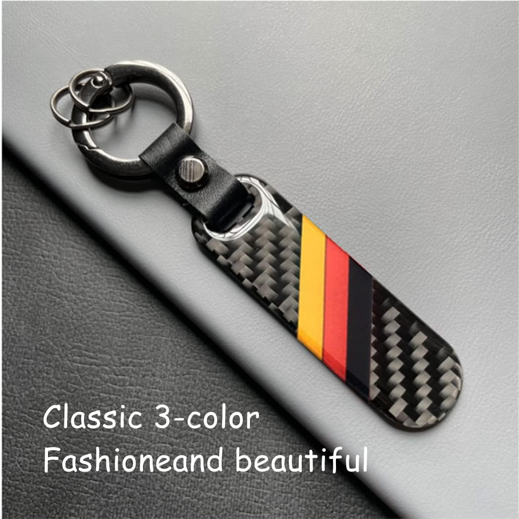 Car 3 color keychain carbon fiber resin leather alloy Set Fashion Sports car keyring - Image 3