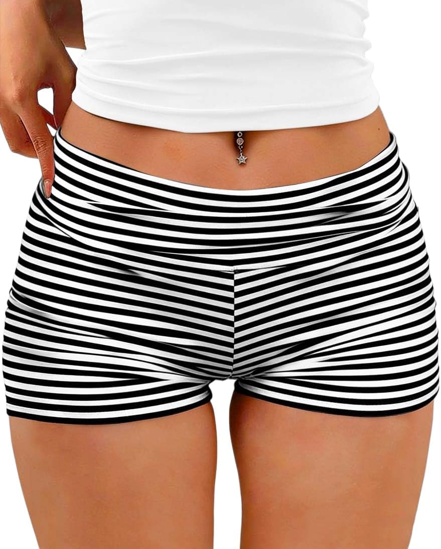 Womens Fold Over Thin Extra Shorts Elastic Low Rise Y2k Micro Shorts Lounge Pajama Bottoms Skinny Mini Sleepwear