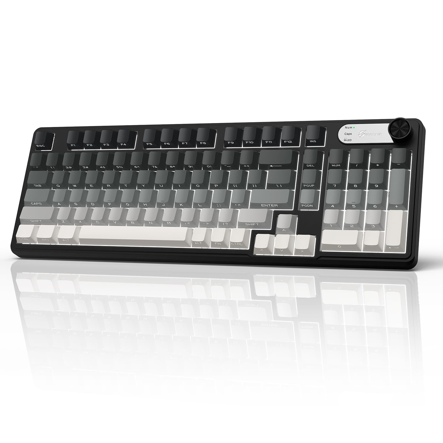 GEODMAER G98X Wireless Gaming Keyboard, Tri-Mode 2.4GHz/USB-C/BT5.0 Silent Gaming Keyboard with Number Pad & Knob, RGB Backlit, Side Printed PBT Keycaps Computer Keyboards for PC Mac Laptop Gamer-image-22