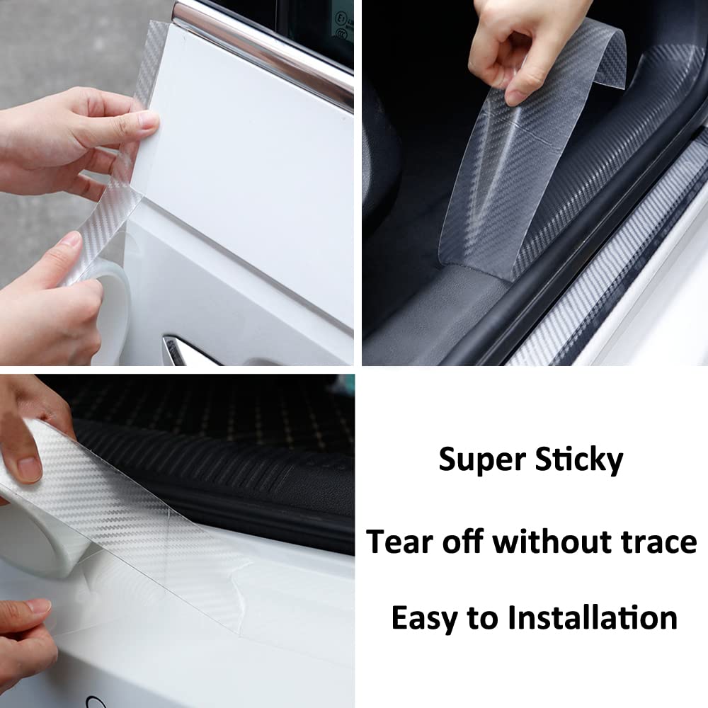 ETOPARS Protector de Parachoques 5cm x 5m Fibra de Carbon Transparente Protector de Borde de Puerta de Coche Anti-colisión Protector Umbral de Puerta de Tira Protección Goma — view 3