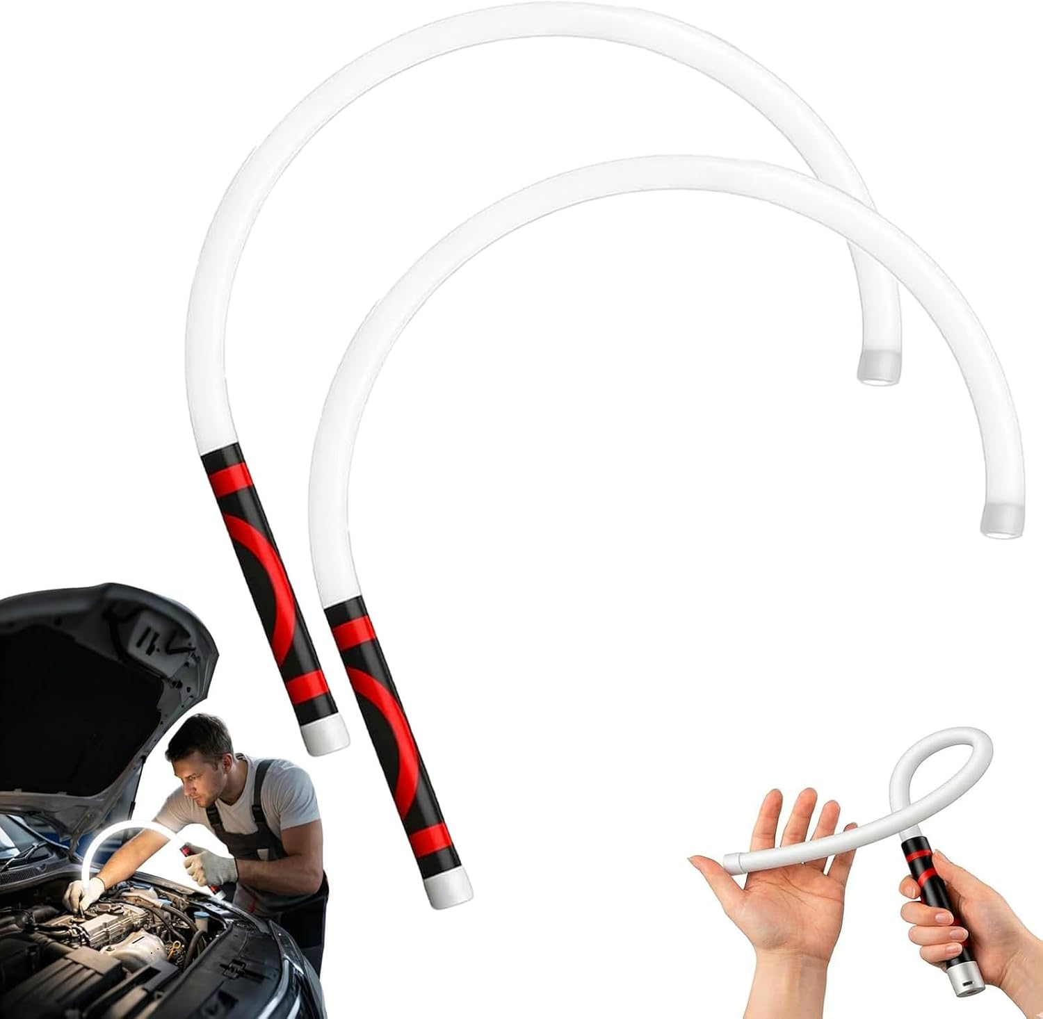 2026 New Bendable LED Flashlight Stick, 27" Flexible LED Bendable Work Light, with 3 Brightness Levels, for Car Repairs, Mechanical Inspection & Tight Spaces (2-PCS)