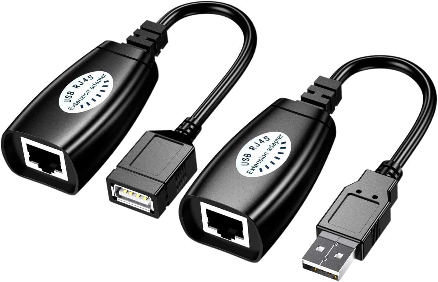 VOOCME 150 Ft USB (Male) to RJ45 + US,B (Female) US,B Over Cat5/5e/6 Extension Adapter RJ45 -Up to 150ft Length USB LAN Extender for US,B Cameras Printers Keyboard Mouse (SMR-150FT-001)-image-11