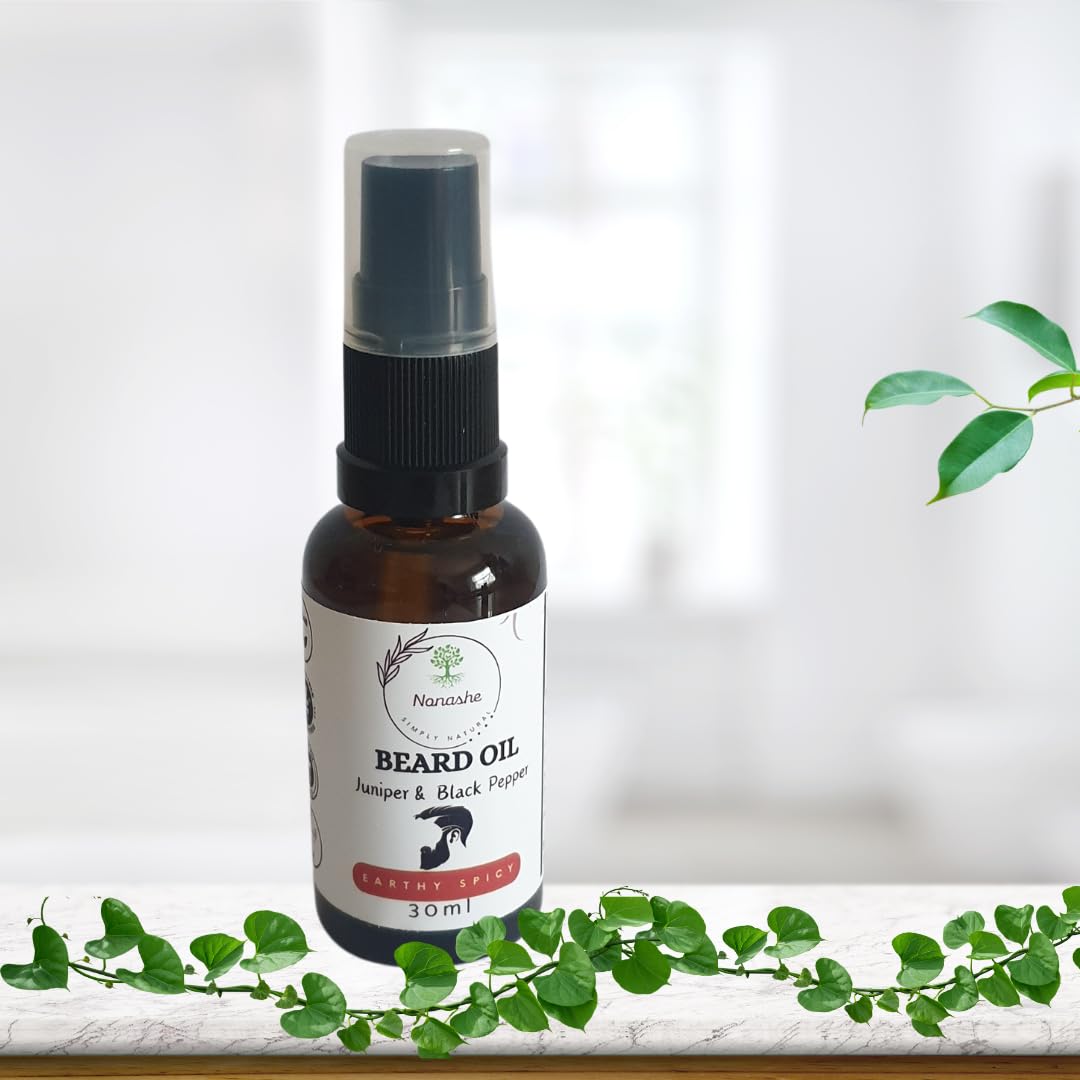 Nonashe Handmade Beard Oil - Argan & Jojoba Oils-Natural Ingredients Blend for Healthy Growth Hydrate, Moisturise, Softens & Strengthens (Earthy Spicy (Juniper Berry & Black Pepper), 30ml) - Image 2