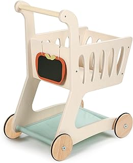 Tender Leaf Toys - Shopping Cart - Wooden Shopping Cart with Extra Storage - Perfect Role Play Toy, Promotes Creativity and Imagination for Boys and Girls - Age 3+