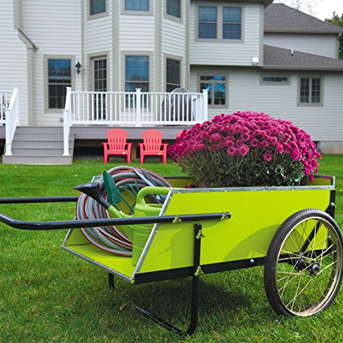 Sun Joe SJGC7 7 Cubic Foot Heavy Duty Garden + Utility Cart, Green