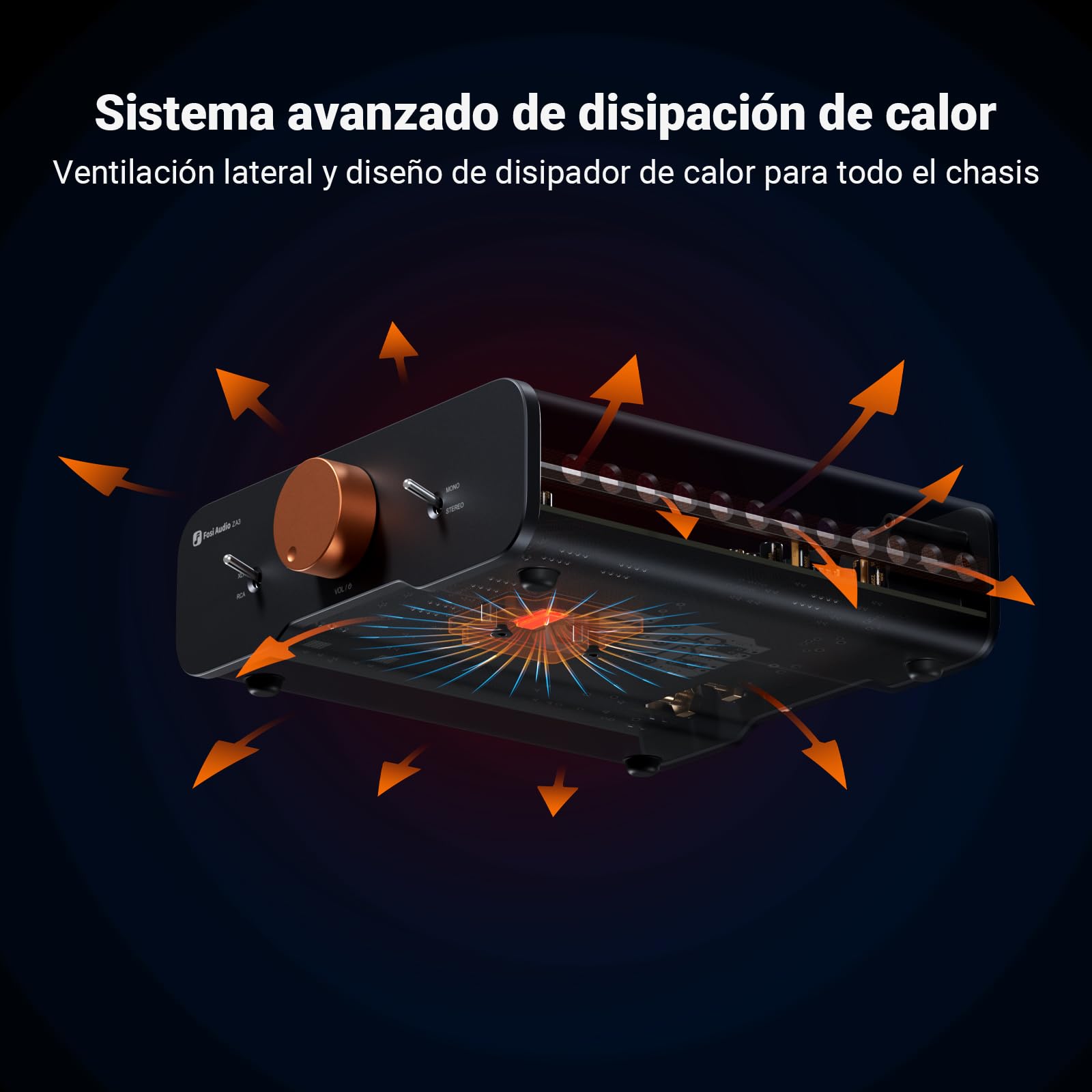 Fosi Audio ZA3 Amplificador HiFi Estéreo/Mono con Chips TPA3255, Entradas XLR-RCA Balanceadas y Disparador de 12 V, Mini Amplificador de Audio Monobloque para Altavoces de Estantería y Subwoofers