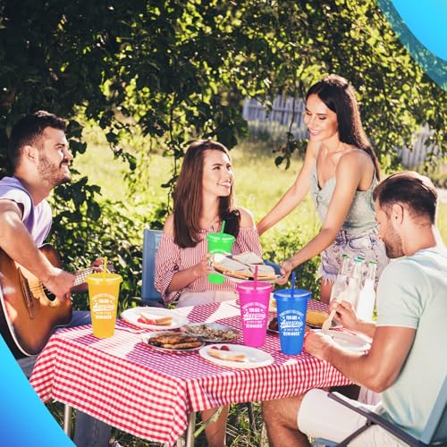 36 Pack Plastic Tumblers with Lids and Straw, Reusable Cups with Lids and Straws Colorful Cups for Cold Drink Iced Coffee, Plastic Tumbler Bulk for Party Birthday Gifts (24 oz, Colorful Printed) by LEIFEOSH - Image 6