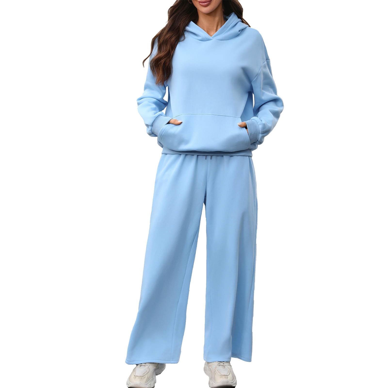 Generico Completo Felpa Donna,Comoda Felpa Con Cappuccio Da Abbinare A Pantaloni Con Tasche – Felpa A Maniche Lunghe Tju Completo Casual Da Casa Per Il Comfort Quotidiano