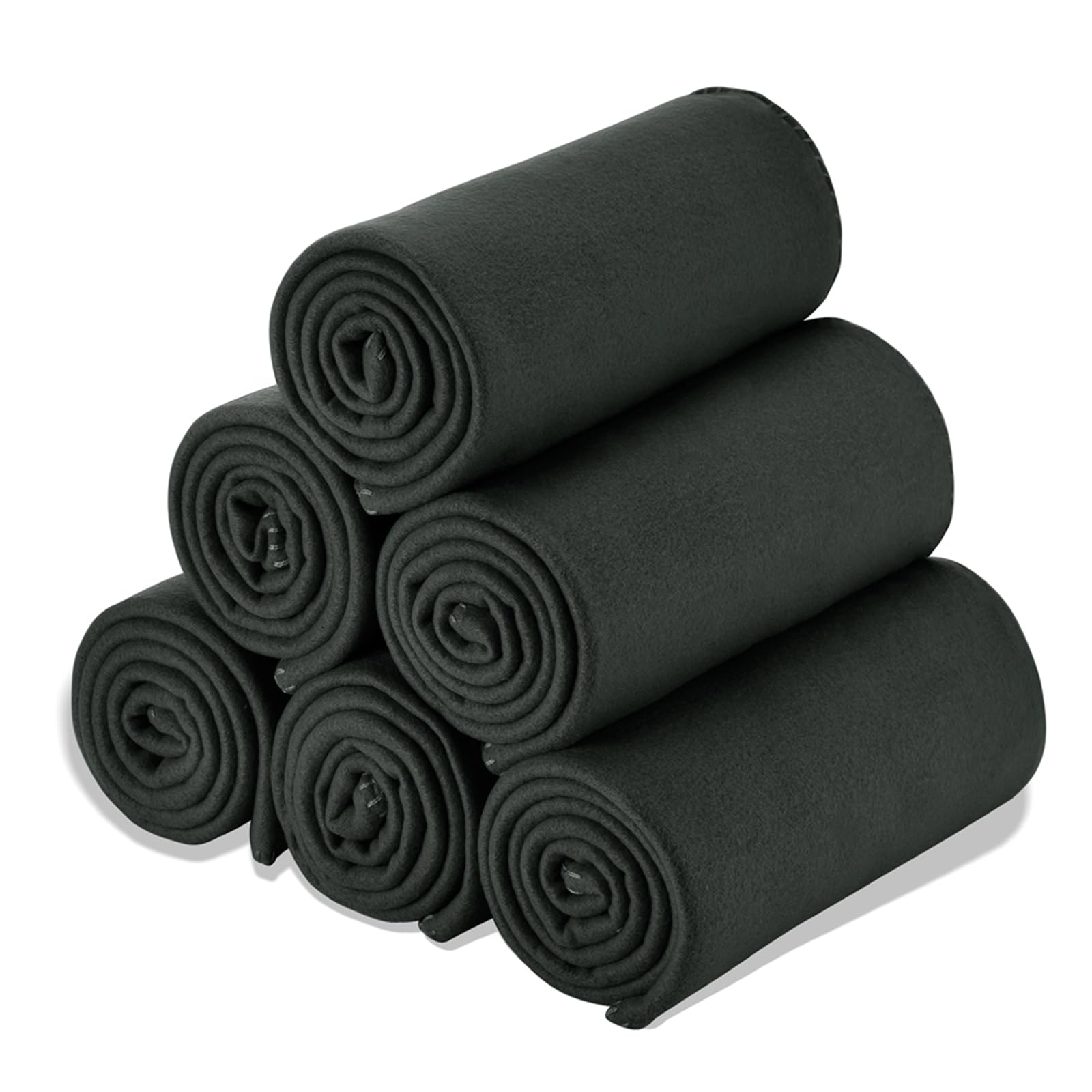 CAI TENG Fleece Throw Blanket Blankets 6 Pack Soft Kid Cozy Lightweight for Couch Bed Travel Blanket Bulk Pet Blankets Warm Fleece Fabric Picnic Garden Solid for Home Sofa 125 X 150 CM Black — image 1