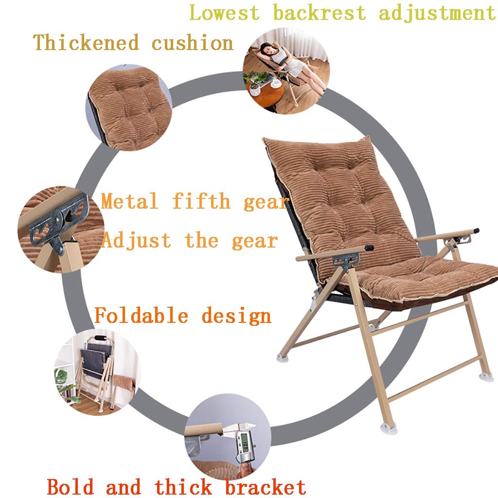 Sillas de Exterior, sillón Plegable reclinable, sillón de Gravedad Cero de Gran tamaño con cojín reposapiés, sillones Chaise Longue portátiles con Posiciones AJ(Sin Pedales marrón)
