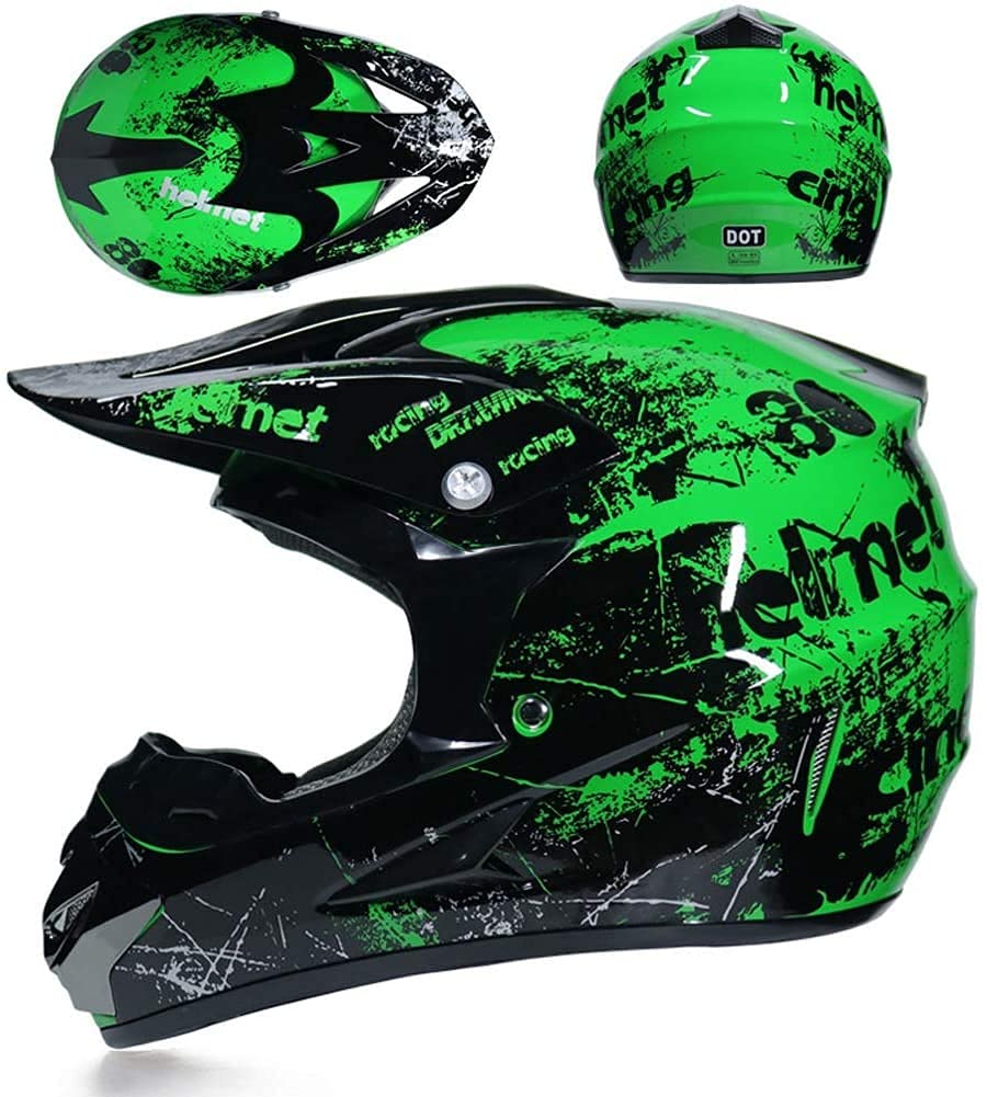 Casco Descenso Hombre, Adulto Casco Motocross MTB con Gafas/Máscara/Guantes, Casco Off Road ATV Scooter