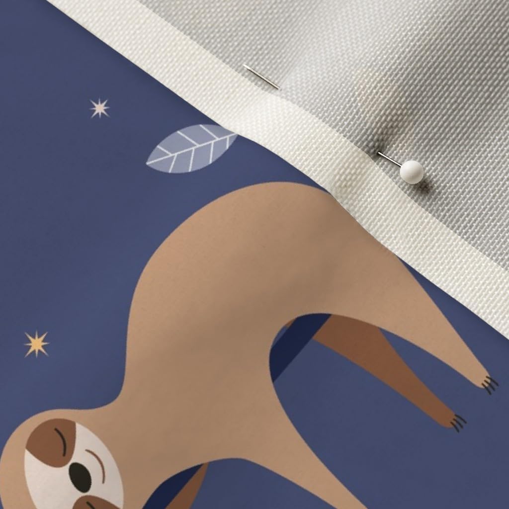 Spoonflower Fabric - Sloths Sloth Jungle Rainforest Animals Night Stars Endangered Species Printed on Upholstery Velvet Fabric Fat Quarter - Upholstery Home Decor Bottomweight Apparel