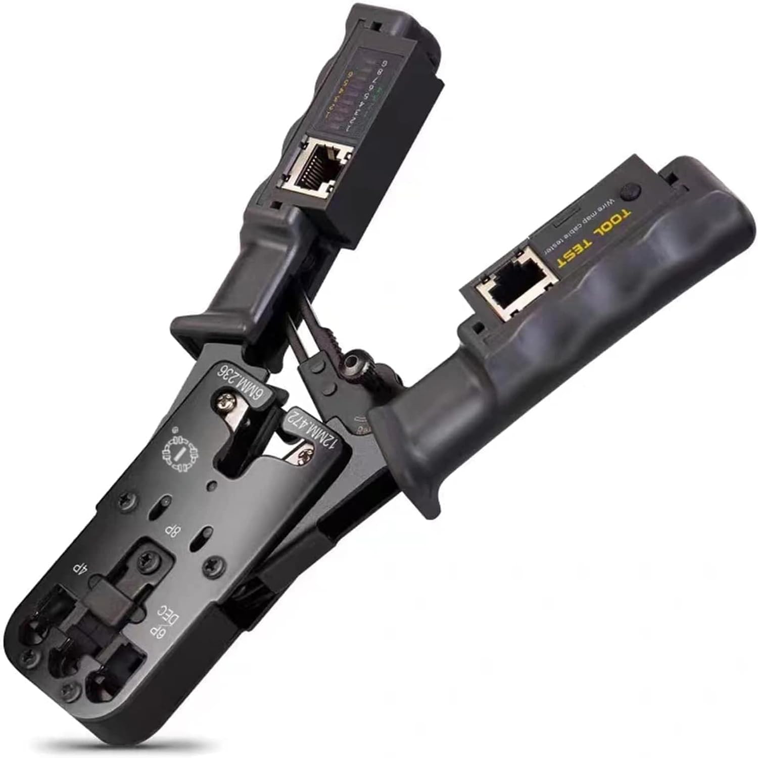 BLACK CROWN Network Cable Crimper With LAN Tester for RJ45/RJ12/RJ11 - 4P 6P 8P Telephone Pliers Ratchet Crimping Tool for Modular Telecom-image-26