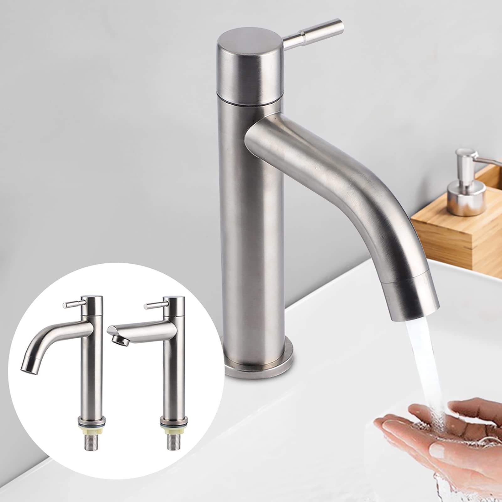 Rubinetto Acqua Fredda Ejoyous - In Acciaio Inossidabile G1/2 | Per Lavabo Bagno E Cucina, Design Compatto E Risparmio Idrico