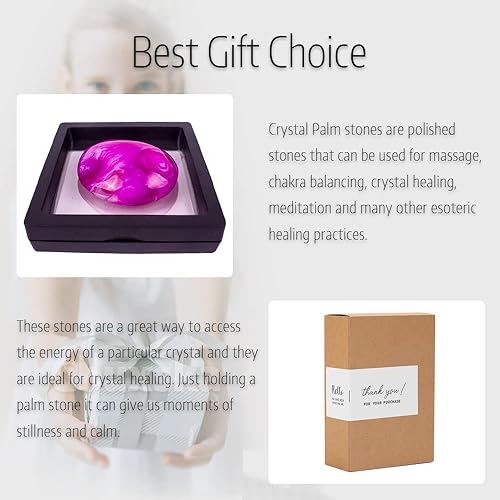 Miniatura 3 de Piedras de palma de ágata fucsia, cristales de piedra natural de preocupación irregular y piedras curativas para meditación, colección de equilibrio