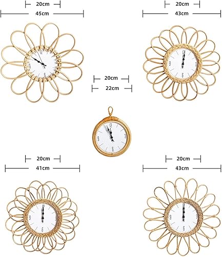 Miniatura 7 de A FEI Reloj de pared tejido a mano de ratán para colgar en la pared para el dormitorio del hogar sala de estar dormitorio