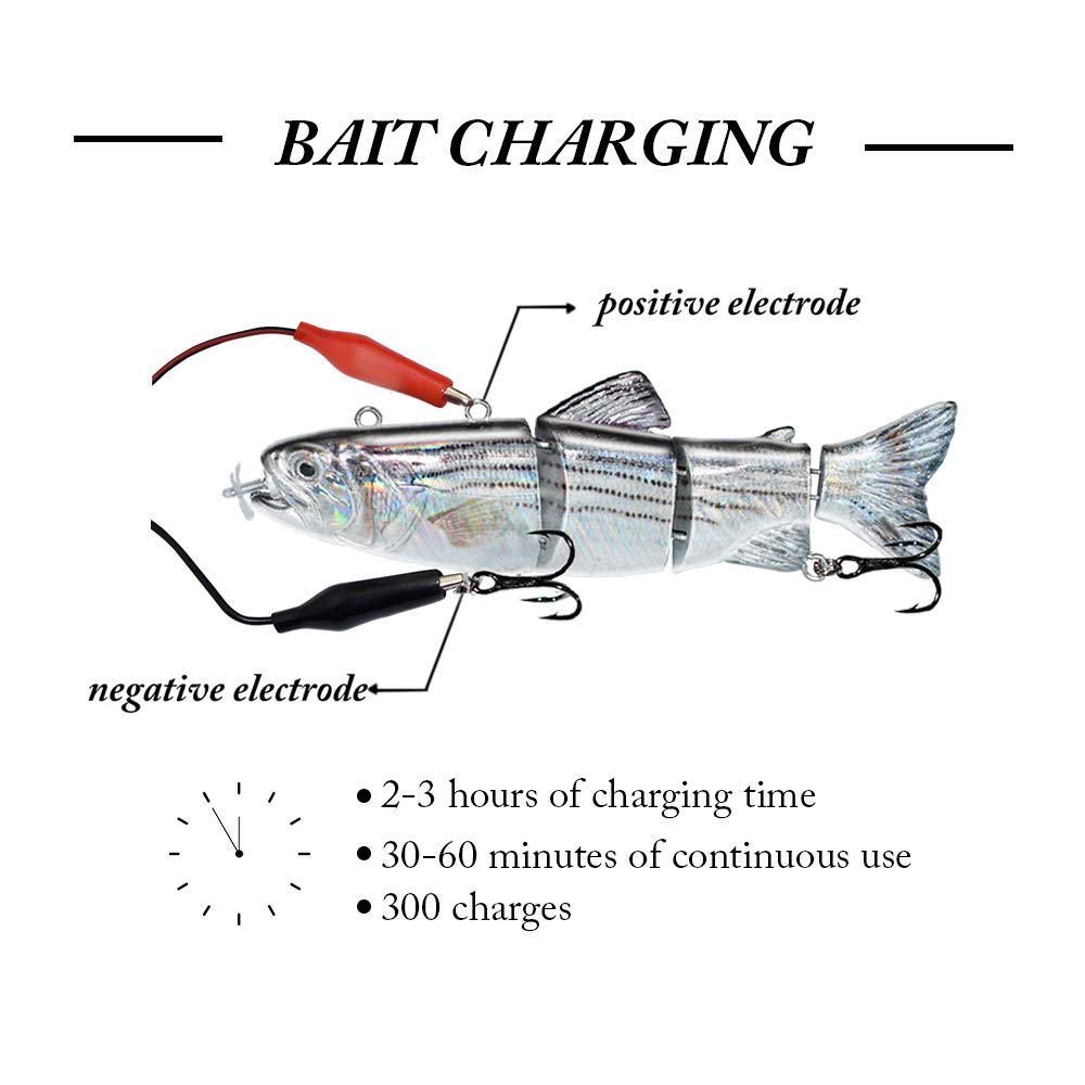 ods lure Leurre de Natation robotisé Lumière LED Rechargeable USB Appât de Natation Multi articulé 4 Segments Leurre de pêche électrique Auto-propulsé Inteli