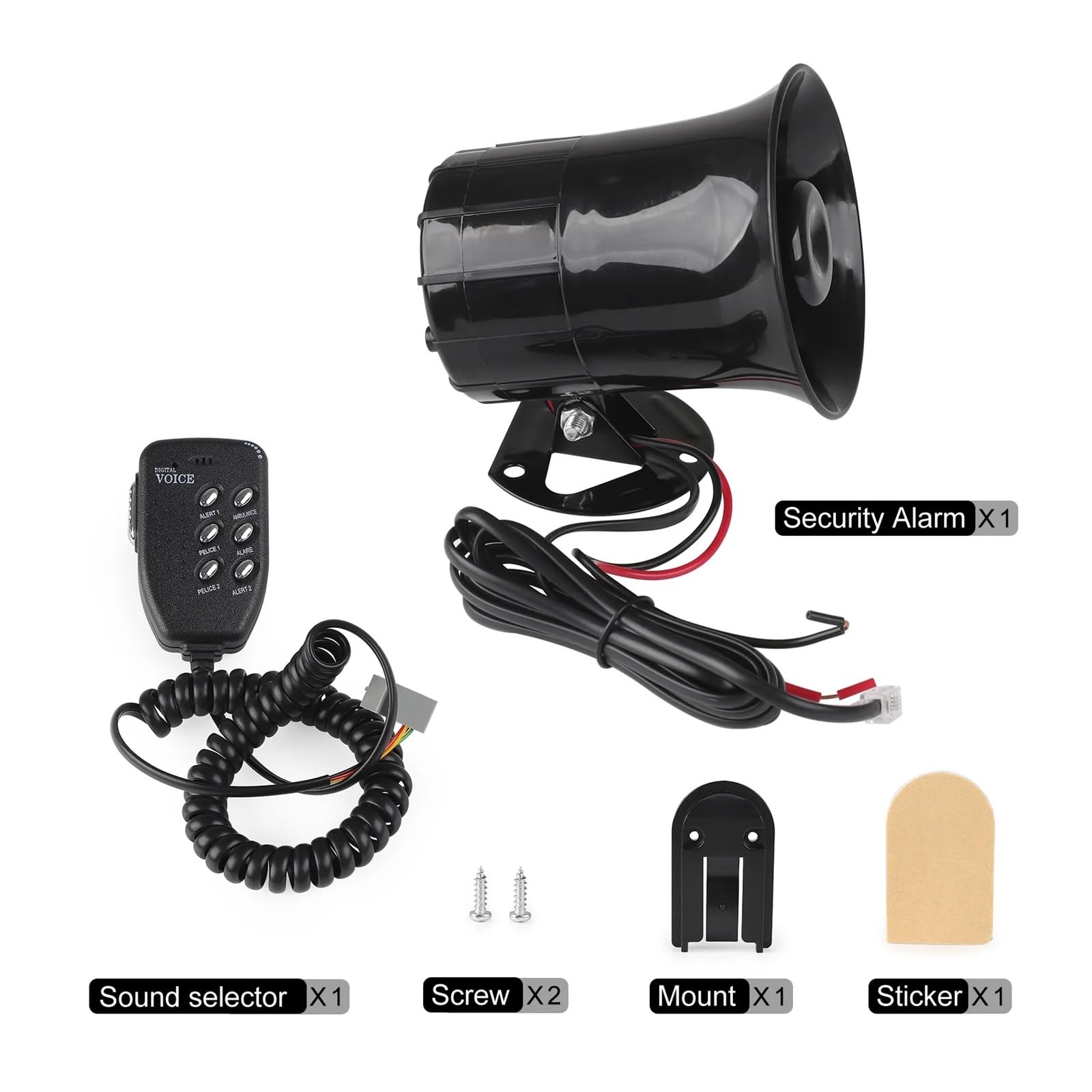 Megáfono for coche, motocicleta, altavoz de 6 tonos, sirena tradicional, alarma, ambulancia, policía, altavoz