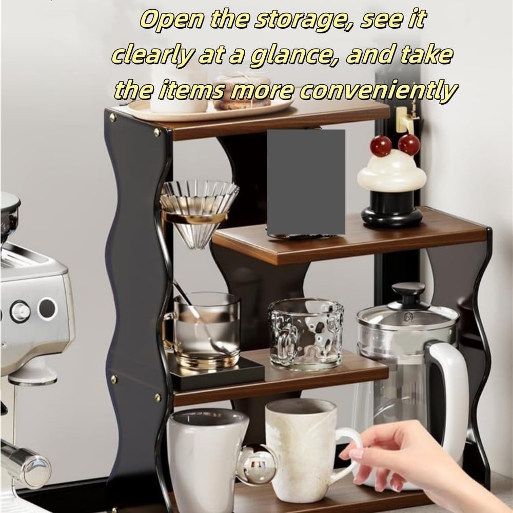 Acrylic Multi-Layer Countertop Organizer, Creative Mug Display Shelf, Cosmetics and Perfume Storage Rack for Bathroom, Living Room, Bedroom(White)