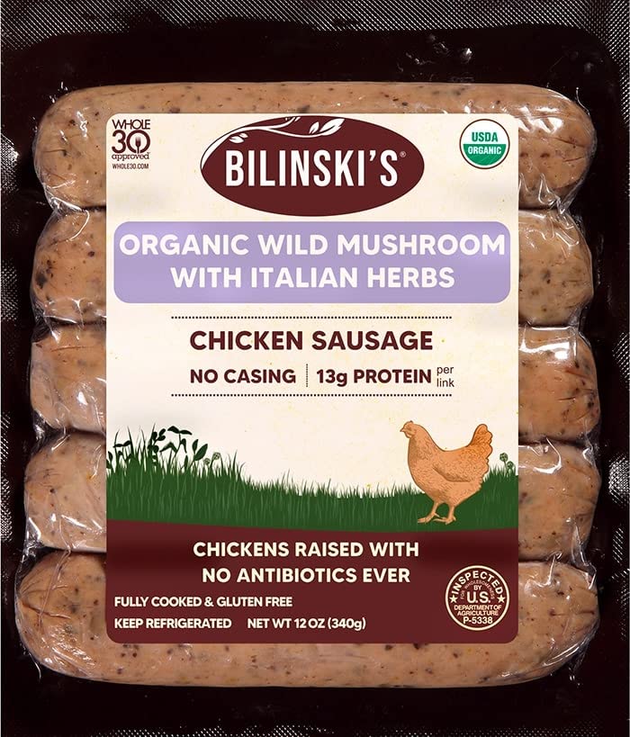 Bilinski, Organic Wild Mushroom Chicken Sausage, 12 Ounce