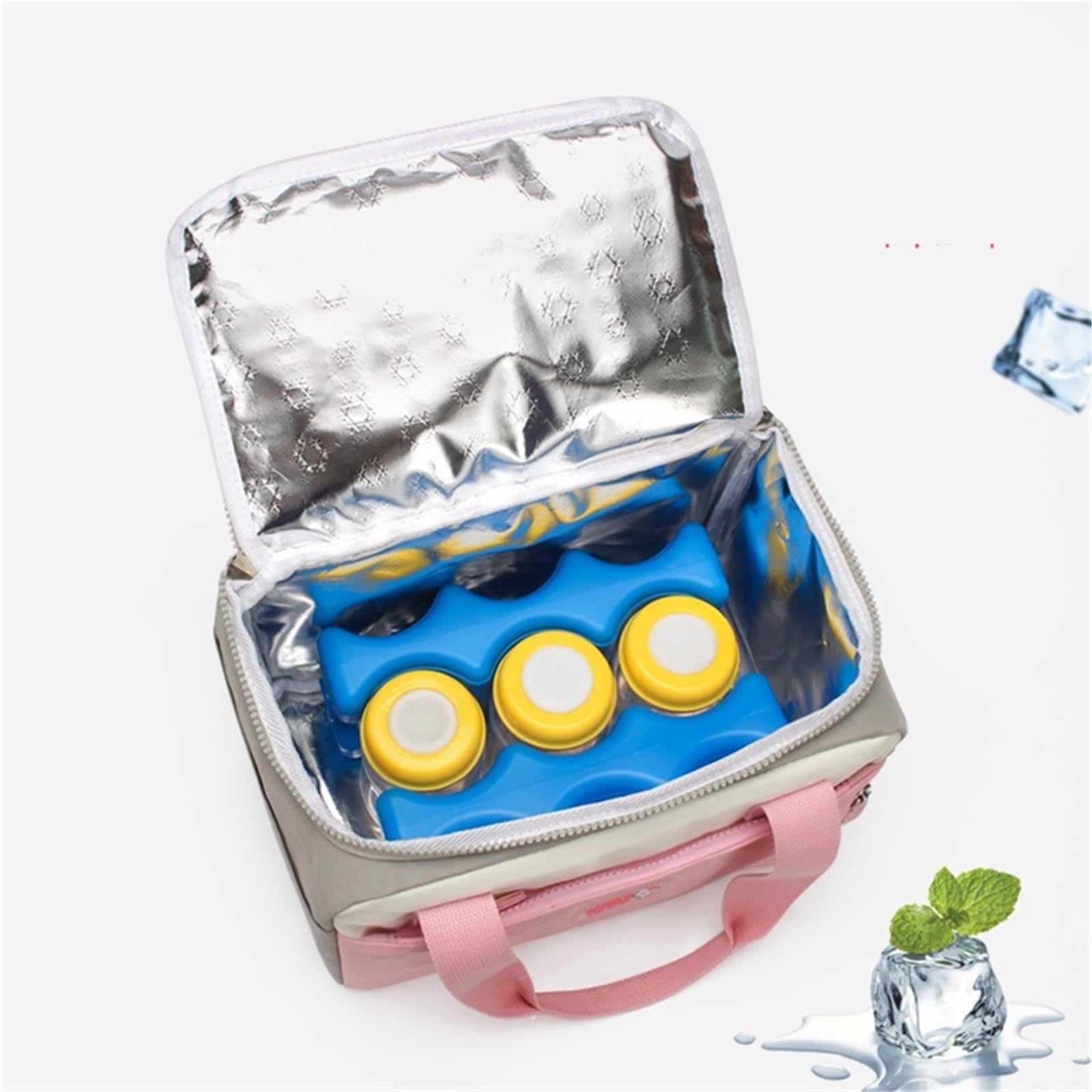 Torba piknikowa, 2 sztuki przenośne damskie duża pojemność wiele kieszeni izolowane pudełko na lunch torba chłodząca torby termiczne(Yellow)