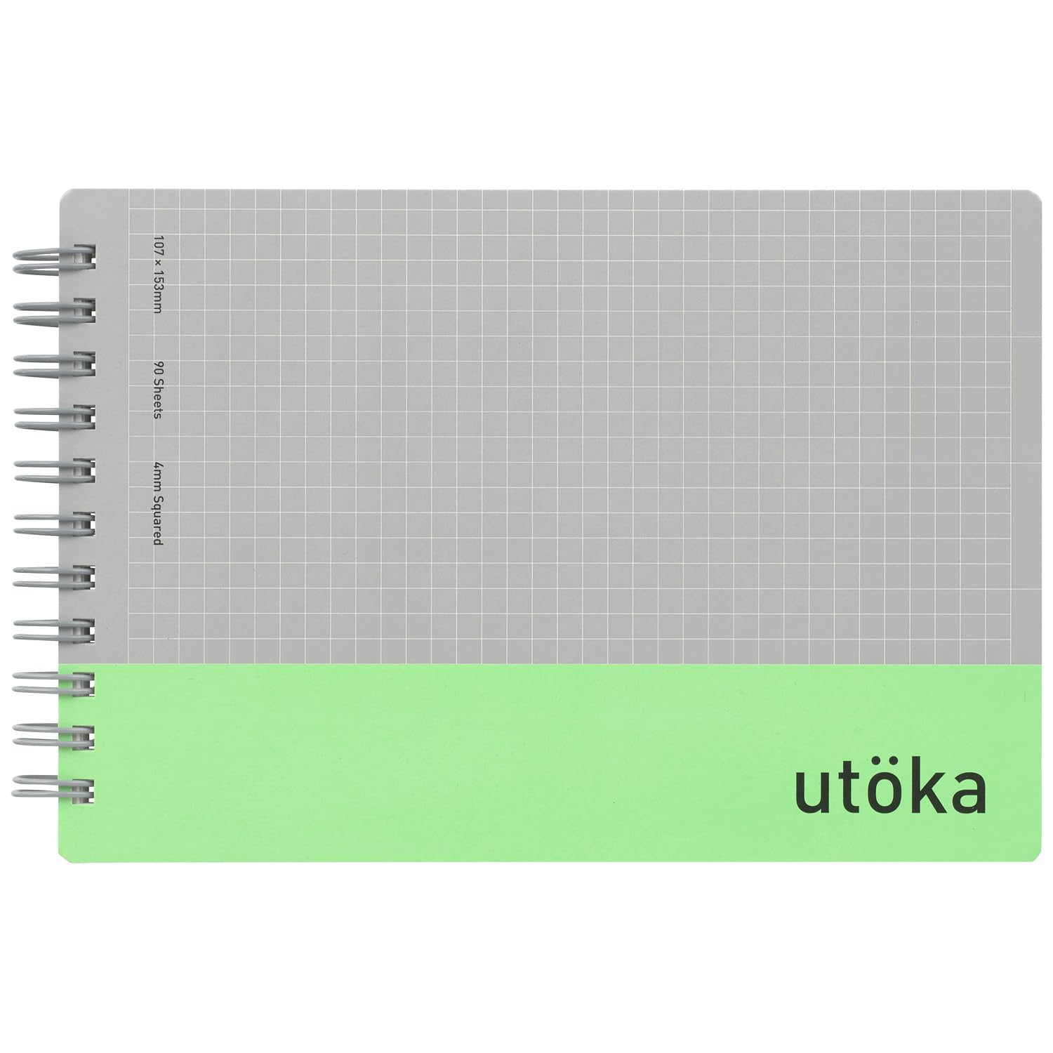 Maruman N461-33 Utoka Notebook, Ring Notebook, Pocket Size, 0.2 inch (4 mm) Ruled, Light Green