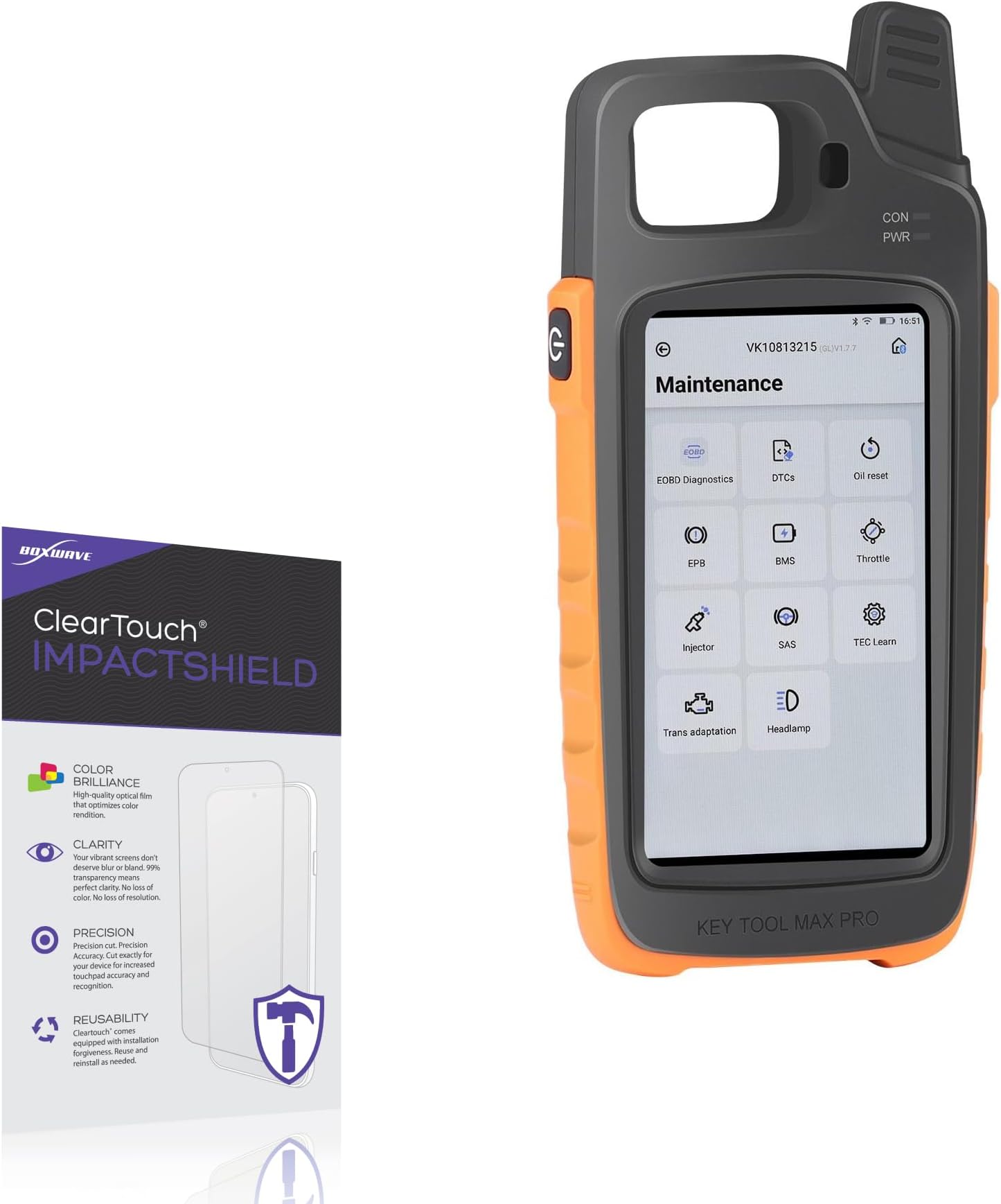 BoxWave Screen Protector Compatible with Xhorse VVDI Key Tool Max Pro - ClearTouch ImpactShield (2-Pack), Impenetrable Screen Protector Flexible Film