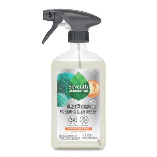 Image of Seventh Generation Foaming Dish Spray, Power+ Mandarin Orange, 3 Powerful Grease Fighters, 16 Fl Oz