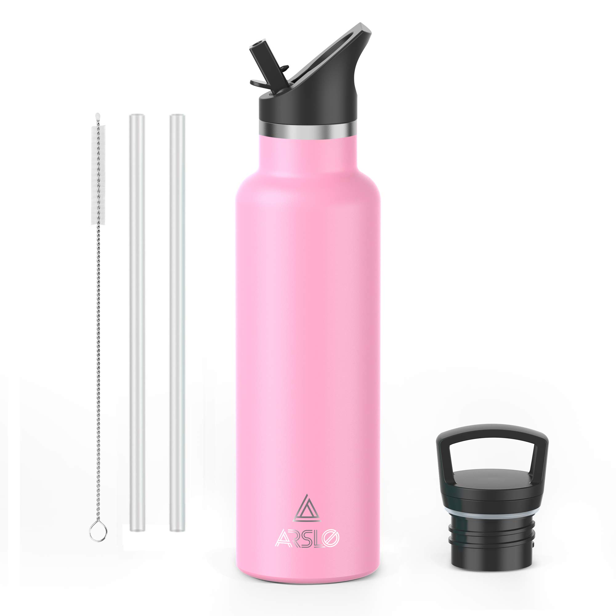 Arslo Stainless Steel Double Wall Water Bottle, Vacuum Insulated Bottle With Straw Lid, Insulated Water Bottle Keeps Water Cold for 24 Hours, Hiking, Sports, Outdoor