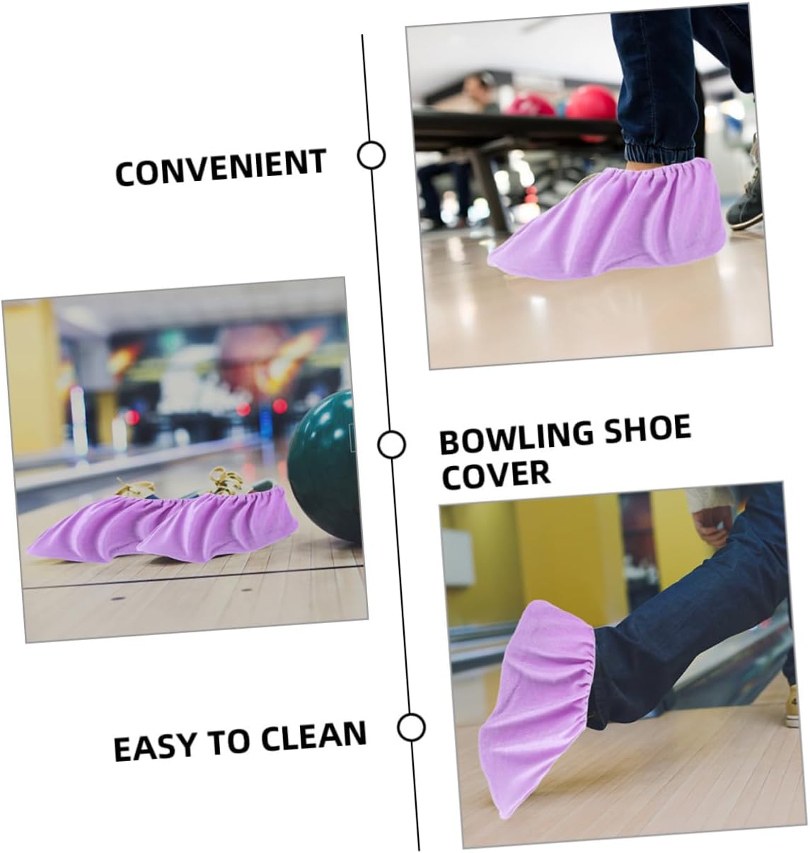 2Pairs Non Slip Bowling Shoe Covers Indoor Sliding Lint Shoe Protectors for Bowling Sports Durable Washable Design Space Saving Lightweight for Adults