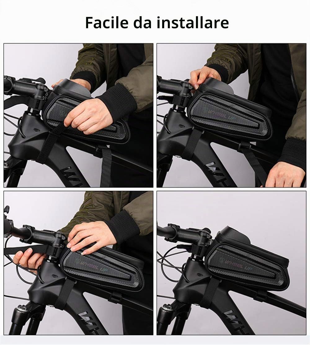 AICTIMO Borsa Telaio da Bicicletta, Borsa da Manubrio per Bici Impermeabile PortatileTouch Screen Porta Cellulare Bici Borse Ciclismo Top Pannier per Telefoni 7 Pollici