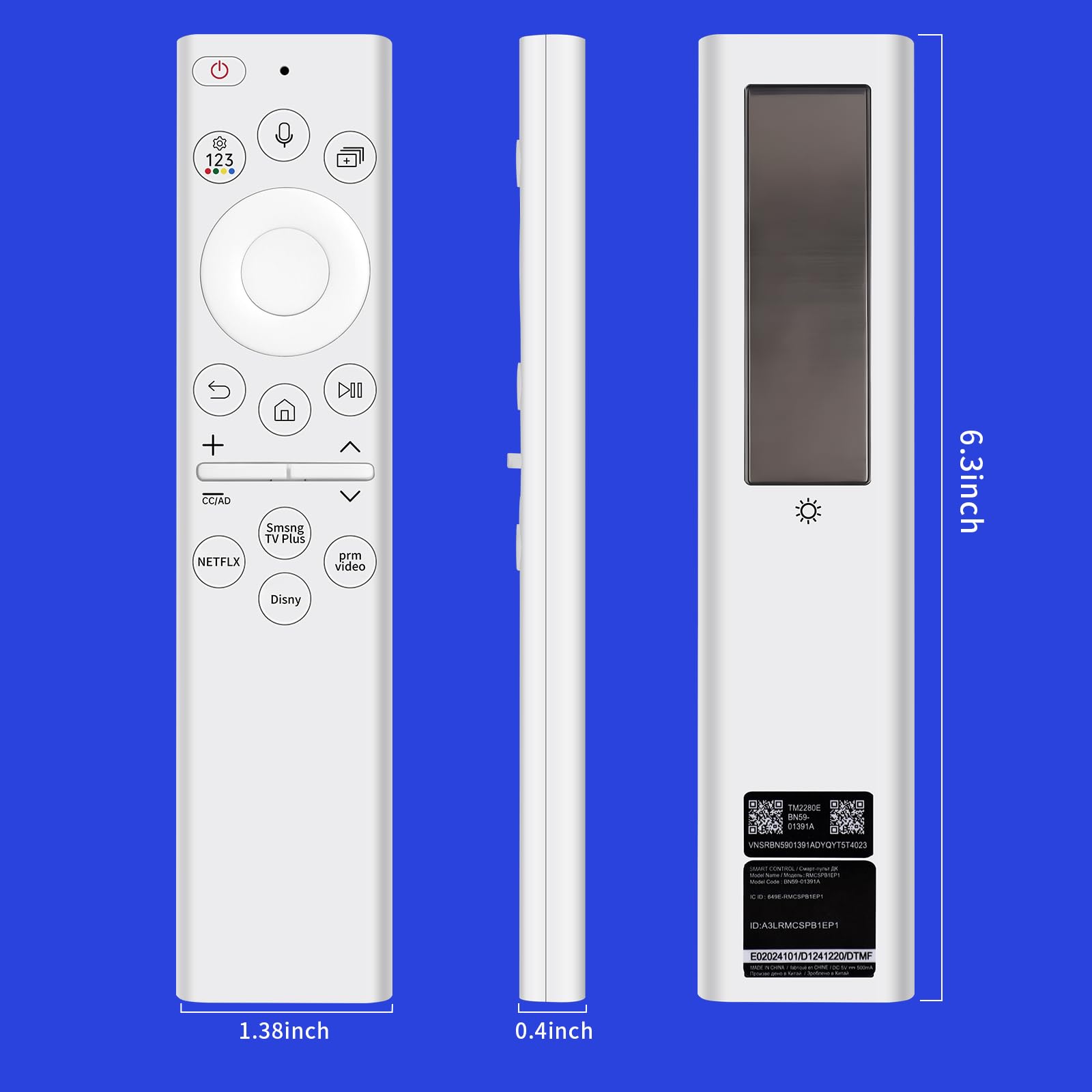 Voice BN59-01391A - Telecomando di ricambio per TV Samsung, con cella solare ricaricabile e 4 pulsanti di scelta rapida per Smart TV Samsung Neo LED 4K 8k Ultra HD 2021-2023