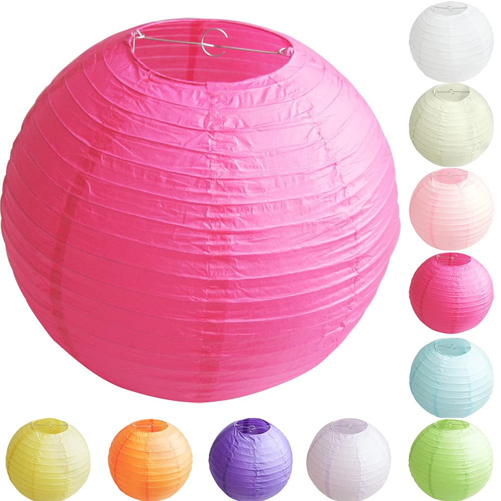 Time to Sparkle Tissue Paper Round Lanterns LampShade Lamp Shade Wedding Birthday Party Decoration | Light Pink, 8"(20cm) | — view 25