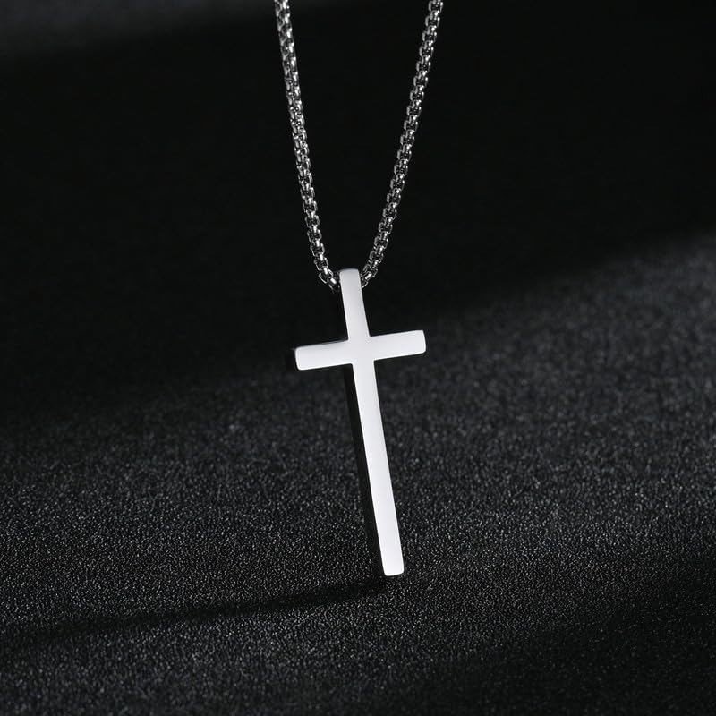 Cross Necklace, Stainless Steel Mens Cross Pendant Chain Necklace for Men Women Religious Jewelry Gifts2